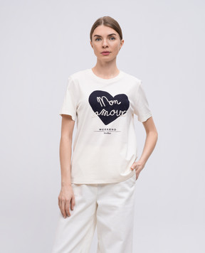 Max Mara Weekend Бежева футболка VELLO з принтом логотипа VELLO