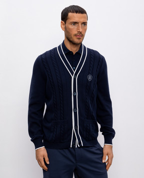 Brunello Cucinelli Синий кардиган с нашивкой логотипа M28707916T