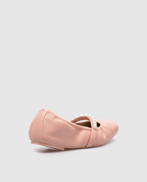 Stuart Weitzman Рожеві шкіряні балетки Goldie з намистинами SF896