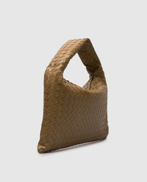 Bottega Veneta Бежева шкіряна сумка Hop з плетінням Intrecciato 796262V3IV1