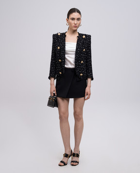 Balmain Черная юбка мини из шерсти EF0LA515WC09