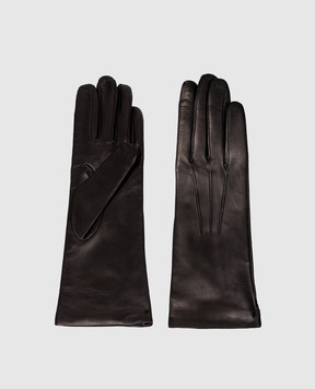 Sermoneta Gloves Чорні шкіряні рукавички з ремінцем B304BT