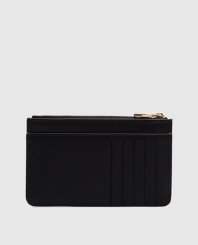Dolce&Gabbana Черный кожаный картхолдер с металлической монограммой логотипа. BI1261AW576