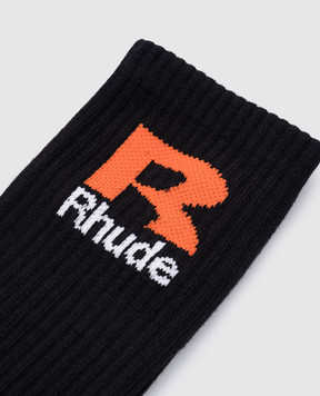 Rhude Черные носки с узором логотипа RHFW24SO05884