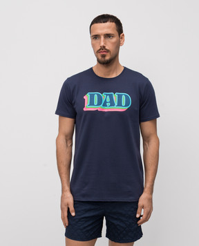 Vilebrequin Синяя футболка Dad and Son с принтом THOCP351