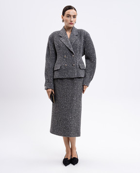 Alessandra Rich Серая юбка с шерстью в узор FABX3850F4593