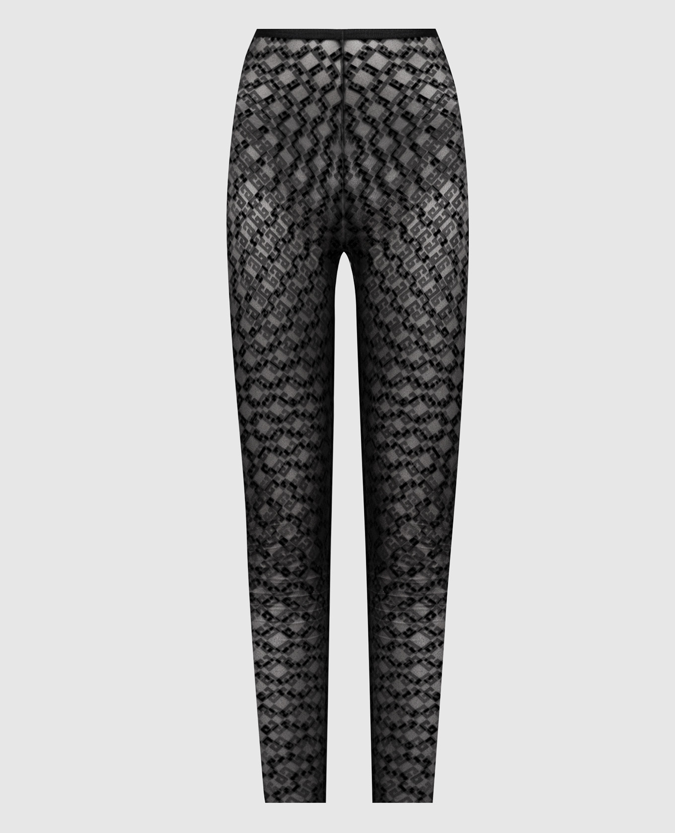 

Черные леггинсы в фактурный принт монограммы логотипа, Черный, Леггинсы