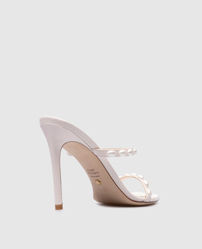Stuart Weitzman Белые кожаные мюли ALEENA PEARLITA с бусинами SH541