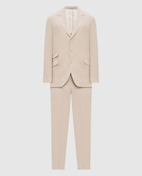 Brunello Cucinelli Бежевый костюм из льна MW431LDWHP