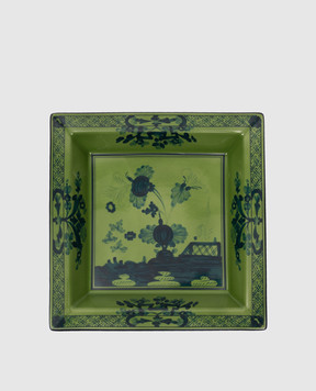 Ginori 1735 Зеленая фарфоровая квадратная тарелка Oriente Italiano 017RG02FG6836010245236