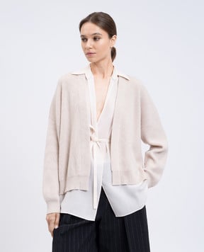 Brunello Cucinelli Бежевий кардиган з кашеміру на запах M12213506P
