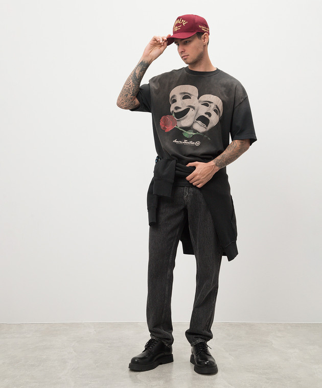 AMIRI Черная футболка Theatre Masks с винтажным эффектом AMJYTE1100 изображение 2