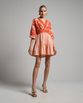 Ermanno Scervino Помаранчева сукня з льоном з вишивкою D444Q303LZS
