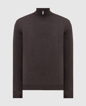 Bertolo Cashmere Коричневий джемпер з вовни та шовку 901615000048