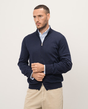 Brunello Cucinelli Синий кардиган из шерсти и кашемира M2400106