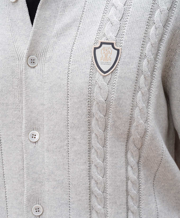 Brunello Cucinelli Сірий кардиган з коротким рукавом з нашивкою емблеми логотипа M28707915T зображення 5