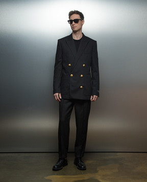 Balmain Черный двубортный блейзер из шерсти CH0SG030WC50