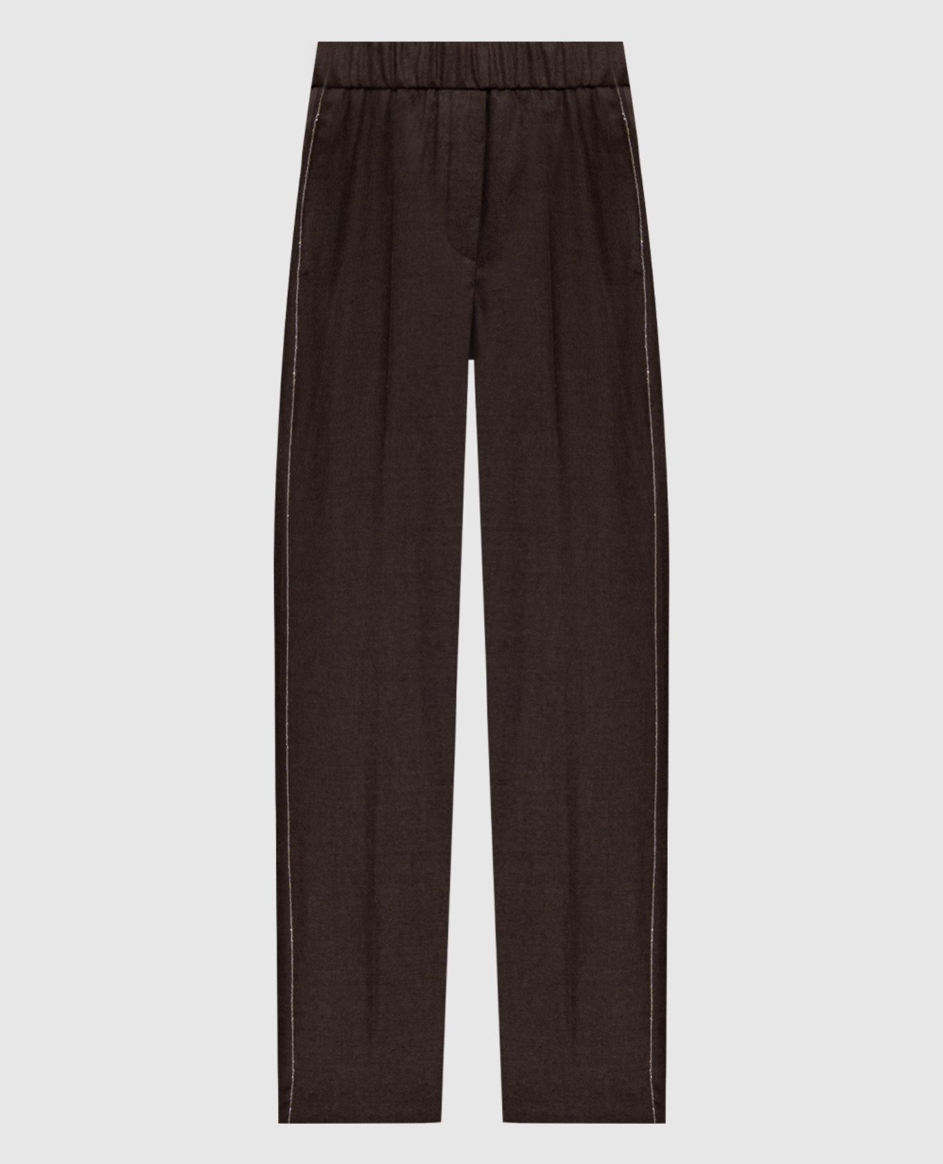 Коричневые брюки из шерсти и кашемира с цепочкой мониль