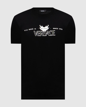 Versace Черная футболка с принтом логотипа 10139441A14377