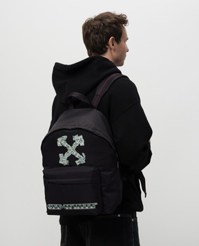 Off-White Чорний рюкзак з принтом логотипа OMNB123S25FAB003