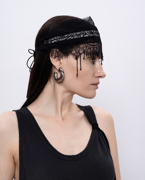 Ann Demeulemeester Черная повязка на голову Klas из кружева с бусинами B0012900RB042