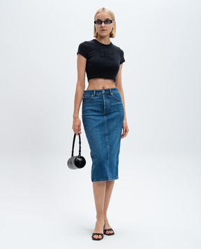 Alexander Wang Синя джинсова спідниця міді з патчем логотипа 4DC3245459