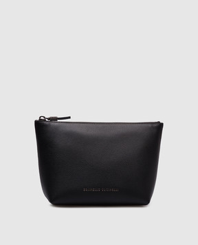 Brunello Cucinelli Черный кожаный клатч с логотипом MWEID2716