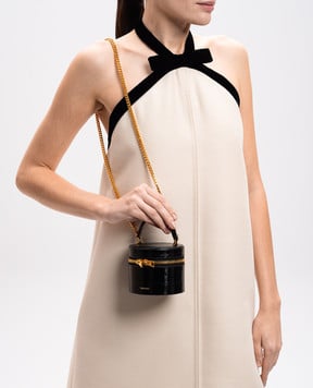 Tom Ford Черная кожаная сумка мини с тиснением под кожу крокодила L1843LCL403X