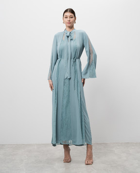 Twinset Блакитна сукня максі з мереживом 251TP2411