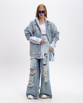 Vetements Блакитна джинсова куртка з ефектом потертості UA65JA833N