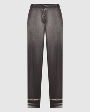 Brunello Cucinelli Серебряные брюки из шелка MB913P1713