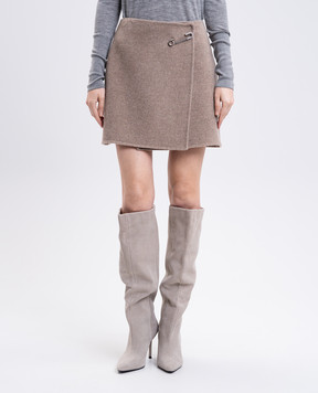 Ermanno Scervino Бежева спідниця з вовни та кашеміру на запах D472O354NHO