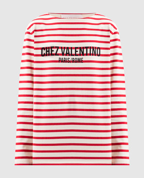 Valentino Белый лонгслив в полоску 6B3MG24C962