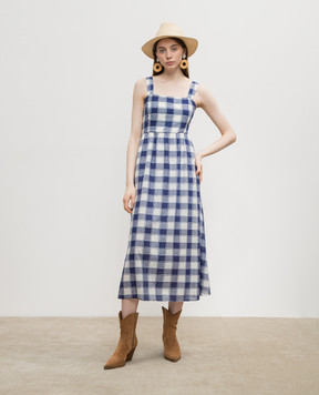 Woolrich Синее платье миди в клетку CFWWDR0155FRUT3776