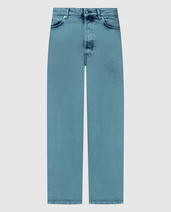Блакитні джинси з принтом