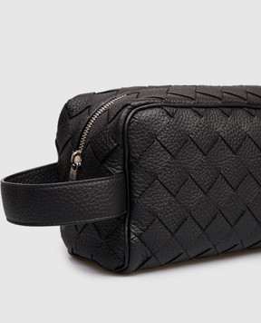 Bottega Veneta Черный кожаный несесер с плетением 729295V5I50