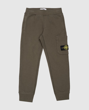 Stone Island Детские джогеры цвета хаки с патчем K1S166200005S004068