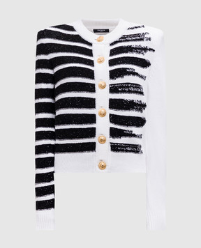 Balmain Білий кардиган в смужку EF0KL133KI34