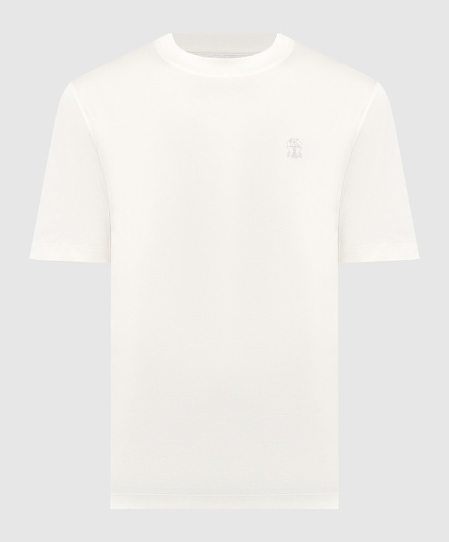 Brunello Cucinelli Белая футболка с принтом логотип эмблемы M0B138440