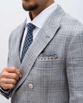 Brunello Cucinelli Бежевый платок-паше из льна и шелка в принт. MR8690091