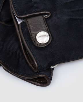 Brunello Cucinelli Синие замшевые перчатки MPMLV93608