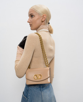 Valentino Бежева шкіряна сумка крос-боді Vain 7W2B0R17GCB