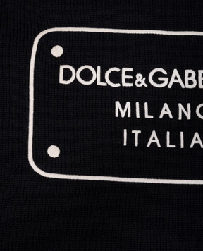 Dolce&Gabbana Дитячий чорний светр з вовни з вишивкою логотипа L4KWE2JCVU96