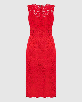 Dolce&Gabbana Красное платье-футляр миди с кружевами F6TJTTHLMII