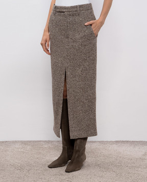 Brunello Cucinelli Коричнева спідниця Storial з вовни і шовку MG531G3918