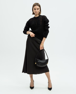 Givenchy Черный свитер из шерсти и кашемира с фактурным логотипом BW90RF4ZN0