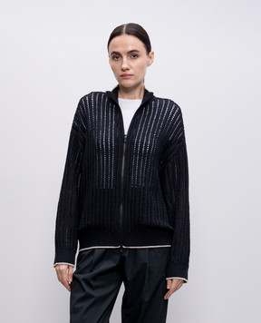 Brunello Cucinelli Черный ажурный кардиган MSB582006