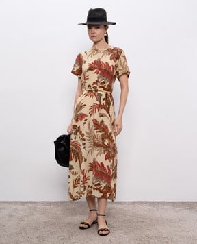 Max Mara Weekend Бежева сукня REVERE із шовку в квітковий принт REVERE
