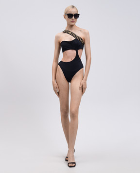 Versace Чорний купальник Greca на одне плече ABD01108A232185