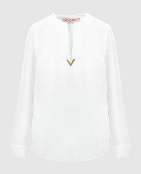 Valentino Біла блуза з логотипом V Gold 5B3AE9L65A6